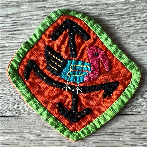 NWOT 90s Hand-Crafted MOLA Colorful Embroidered Design Coasters Patches - Picture 7 of 10